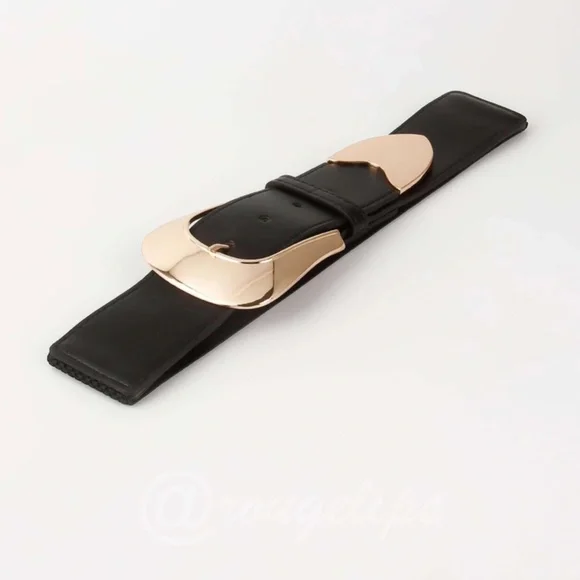 Black Belt Gold Tone Buckle - Picture 3 of 8